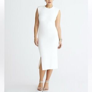 J. Crew Sweater Knit Midi Dress Size M Ribbed Front Slit Old Money Quiet Luxury